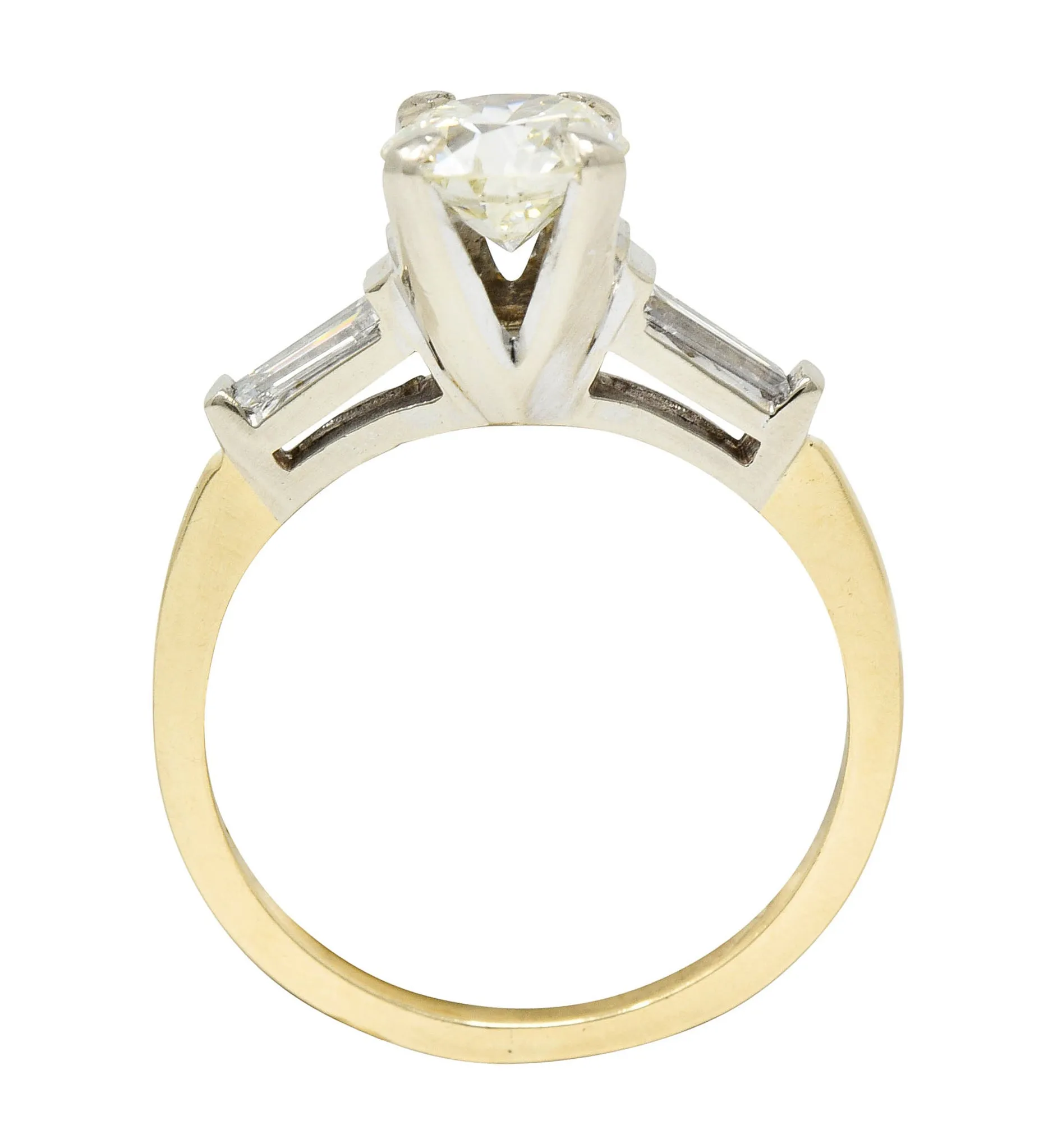 1950's Mid-Century 1.11 CTW Diamond 14 Karat Two-Tone Engagement Ring GIA