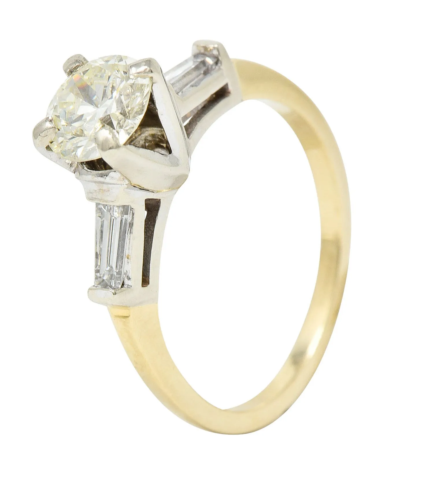 1950's Mid-Century 1.11 CTW Diamond 14 Karat Two-Tone Engagement Ring GIA