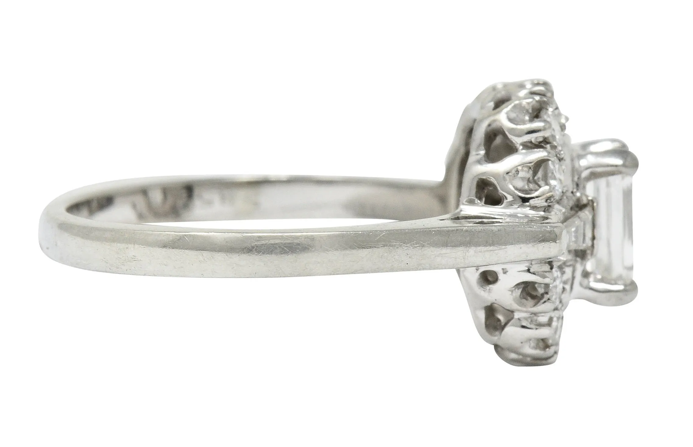 1950's Mid-Century 1.21 CTW Diamond Platinum Cluster Ring