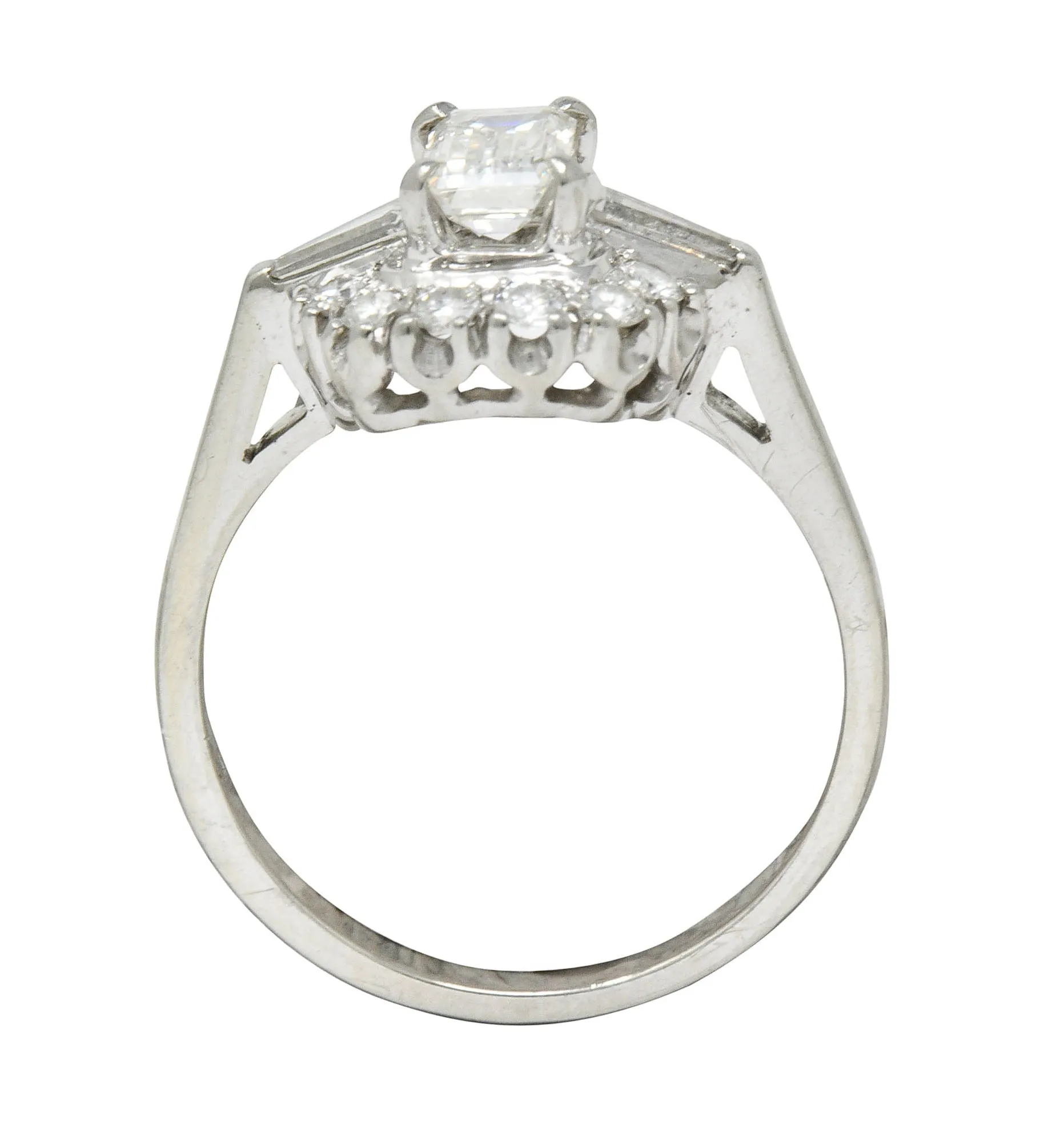 1950's Mid-Century 1.21 CTW Diamond Platinum Cluster Ring