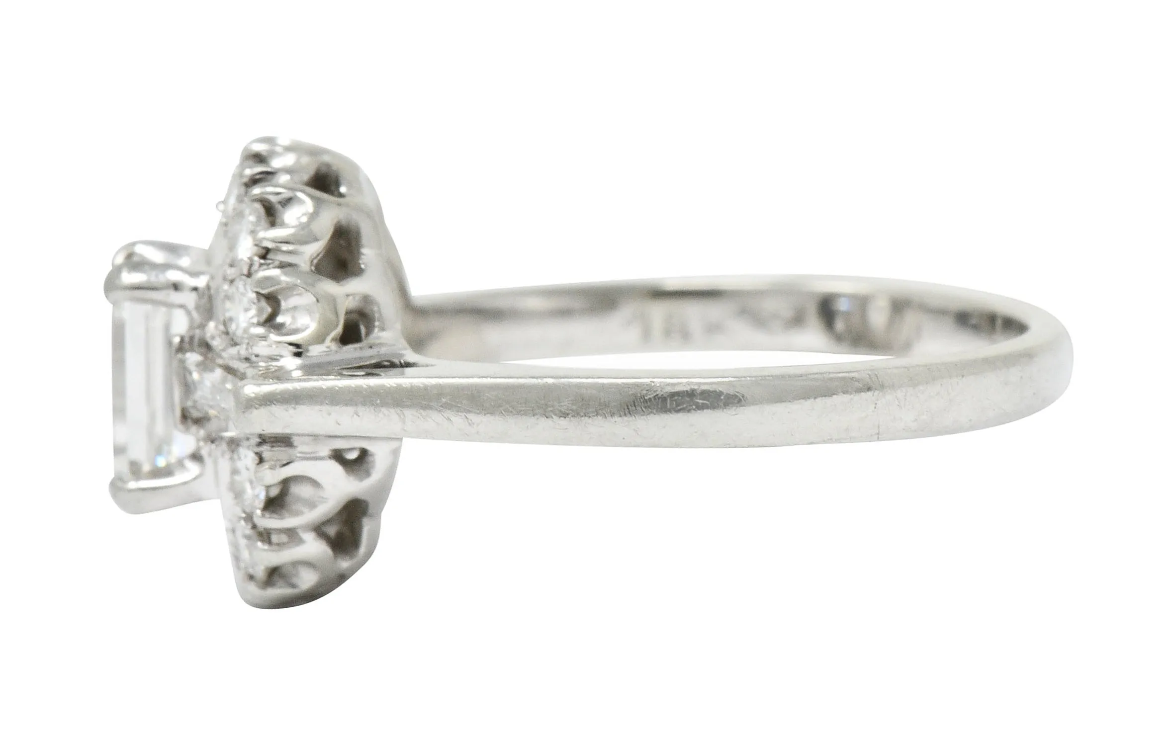 1950's Mid-Century 1.21 CTW Diamond Platinum Cluster Ring
