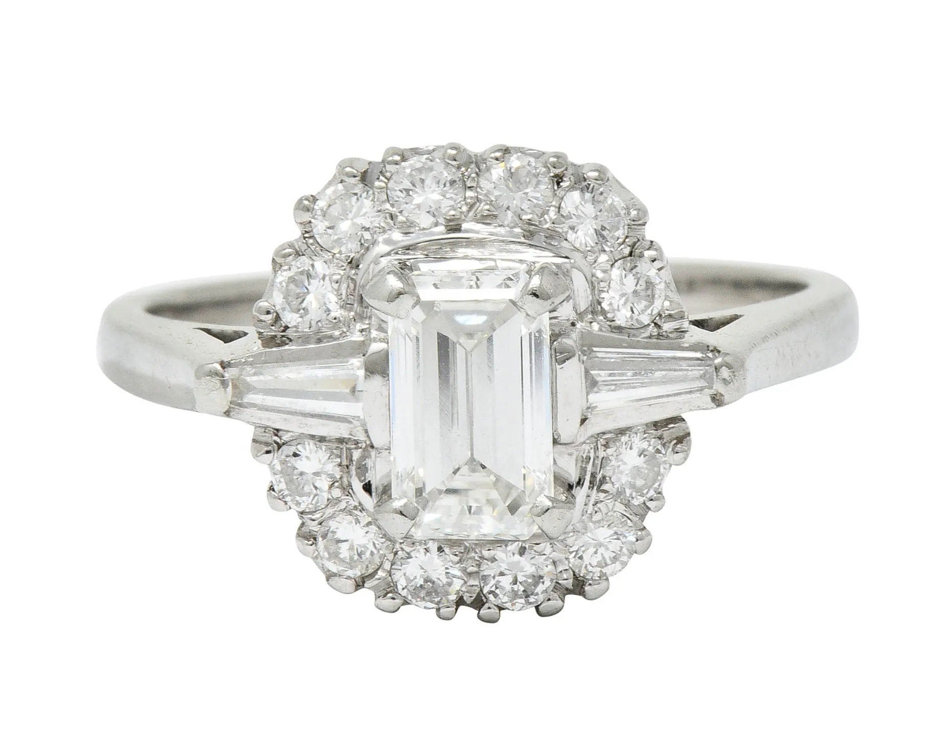 1950's Mid-Century 1.21 CTW Diamond Platinum Cluster Ring