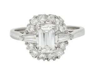 1950's Mid-Century 1.21 CTW Diamond Platinum Cluster Ring