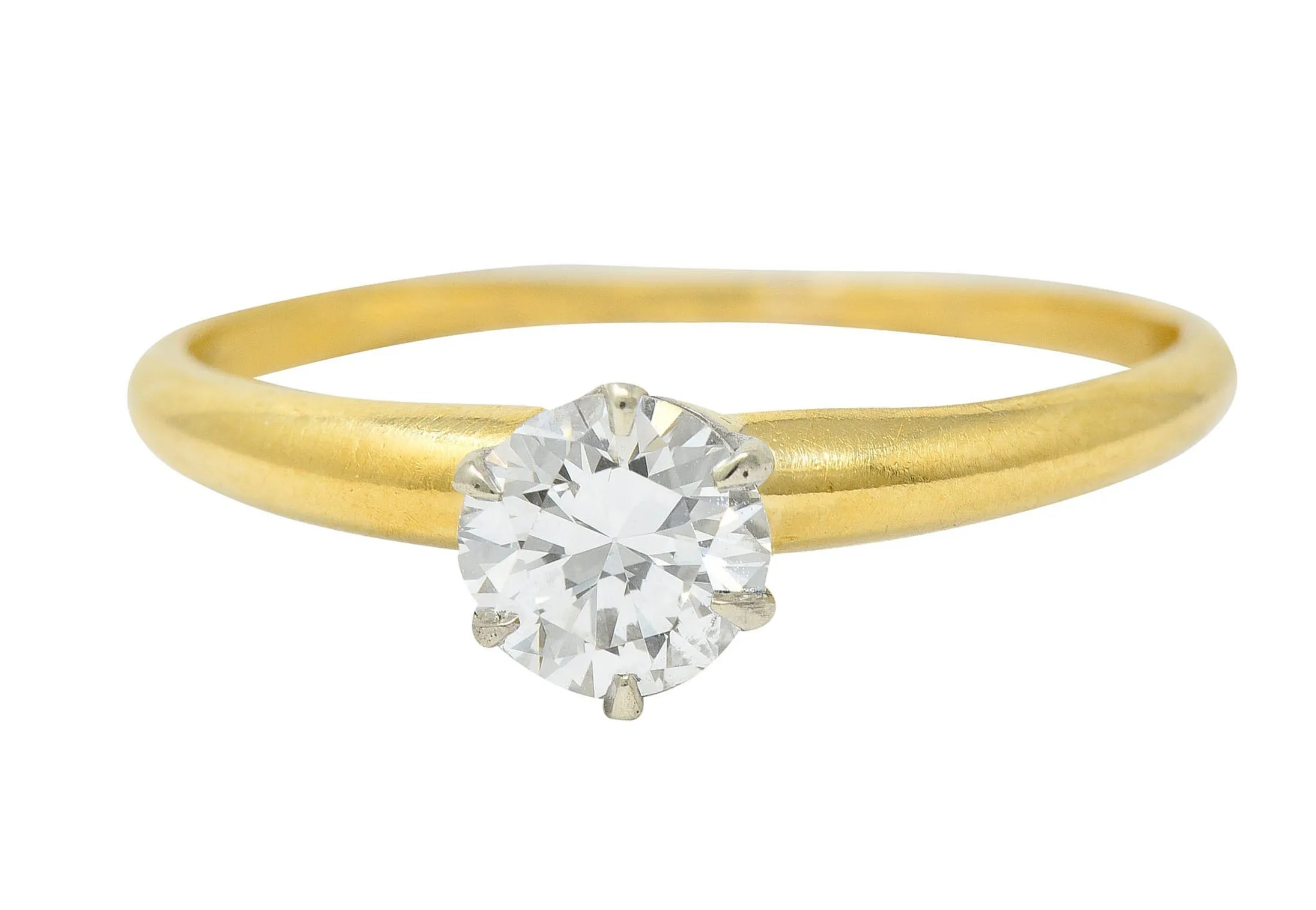 1950's Tiffany & Co. 0.50 CTW Diamond Platinum 18 Karat Gold Solitaire Engagement Ring