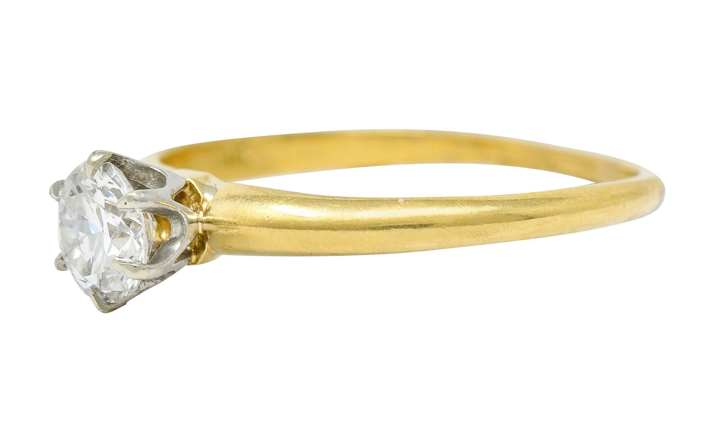 1950's Tiffany & Co. 0.50 CTW Diamond Platinum 18 Karat Gold Solitaire Engagement Ring