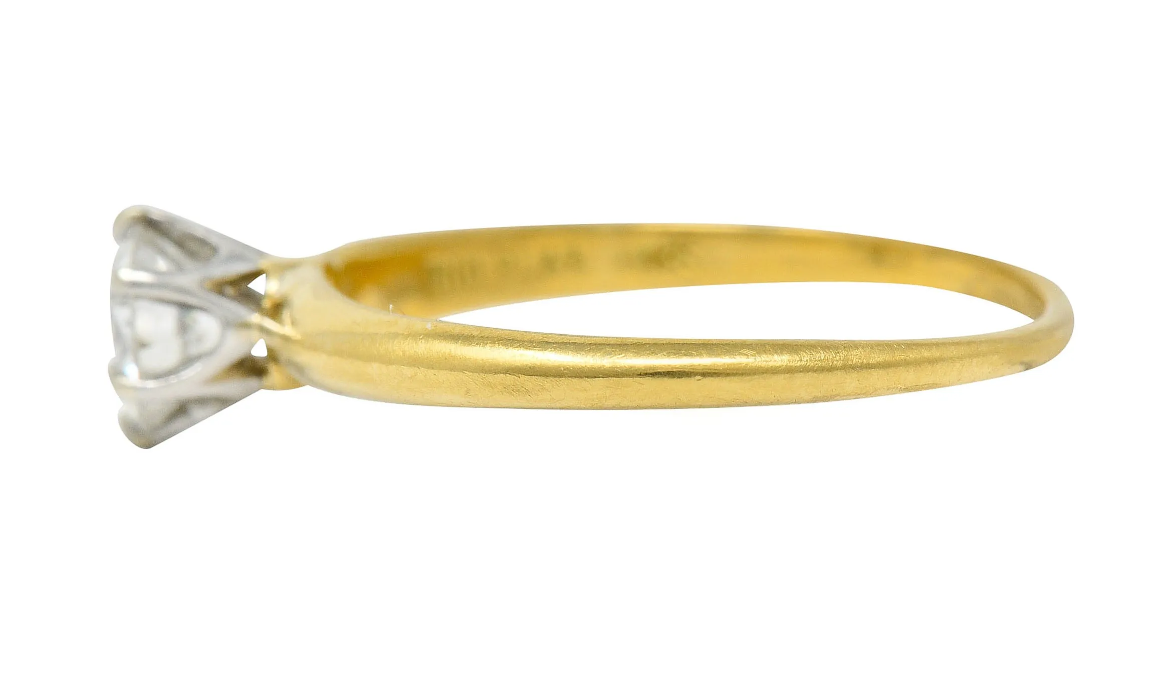 1950's Tiffany & Co. 0.50 CTW Diamond Platinum 18 Karat Gold Solitaire Engagement Ring