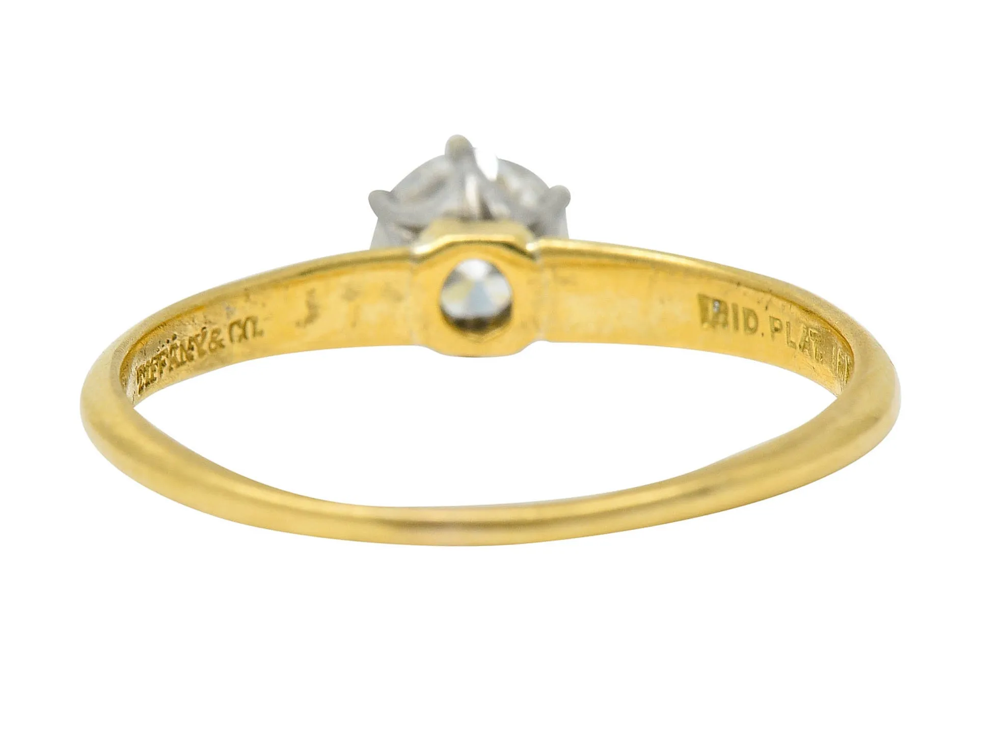 1950's Tiffany & Co. 0.50 CTW Diamond Platinum 18 Karat Gold Solitaire Engagement Ring