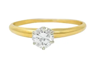 1950's Tiffany & Co. 0.50 CTW Diamond Platinum 18 Karat Gold Solitaire Engagement Ring