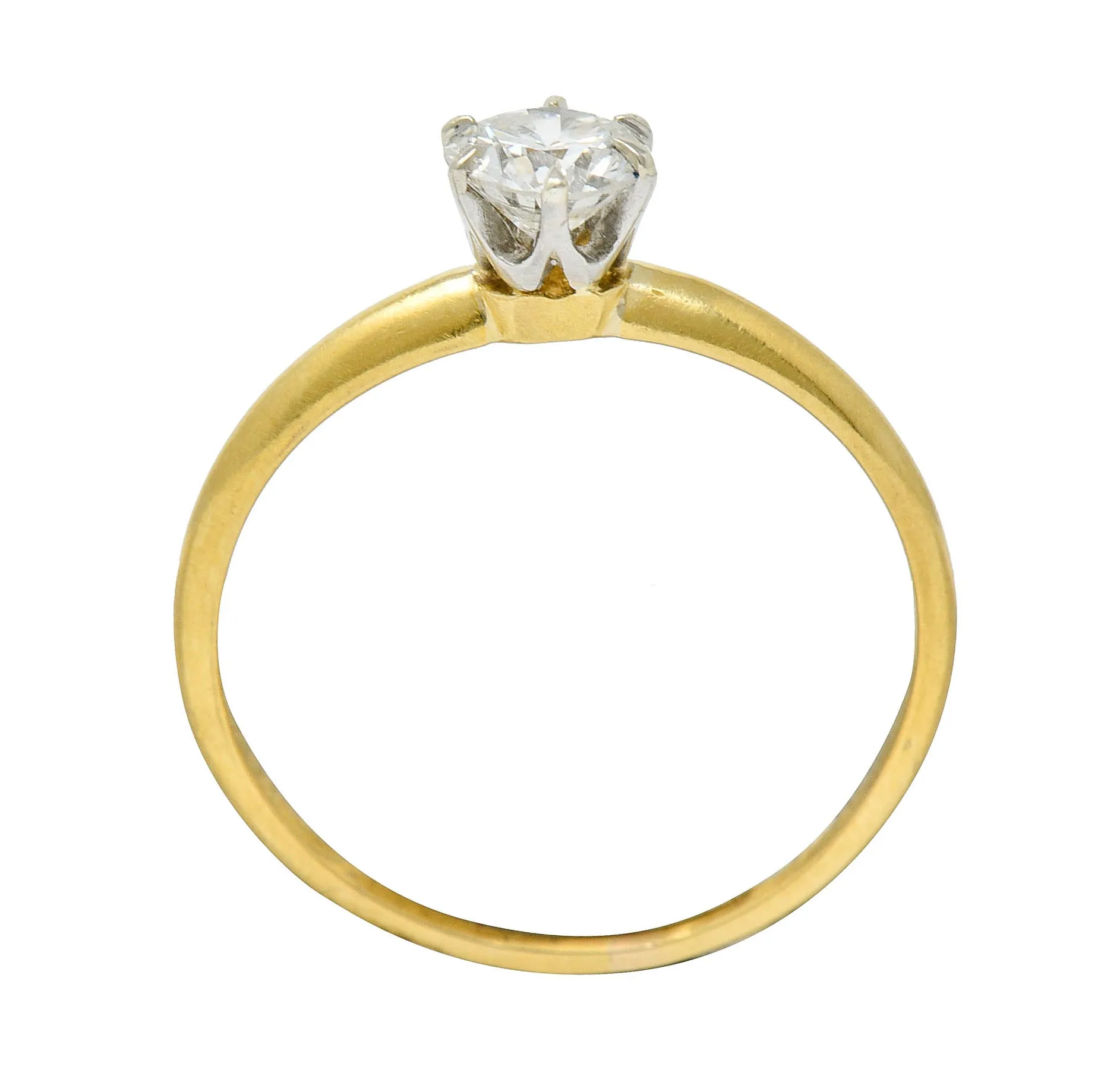 1950's Tiffany & Co. 0.50 CTW Diamond Platinum 18 Karat Gold Solitaire Engagement Ring