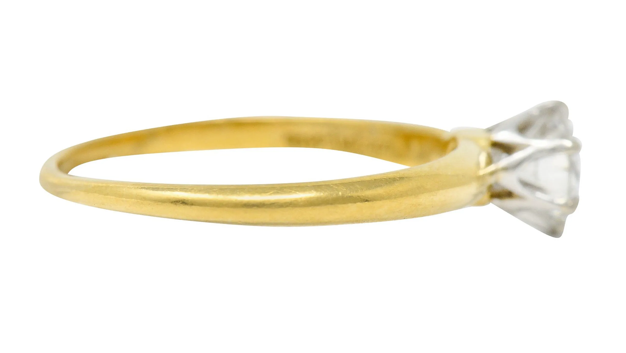1950's Tiffany & Co. 0.50 CTW Diamond Platinum 18 Karat Gold Solitaire Engagement Ring
