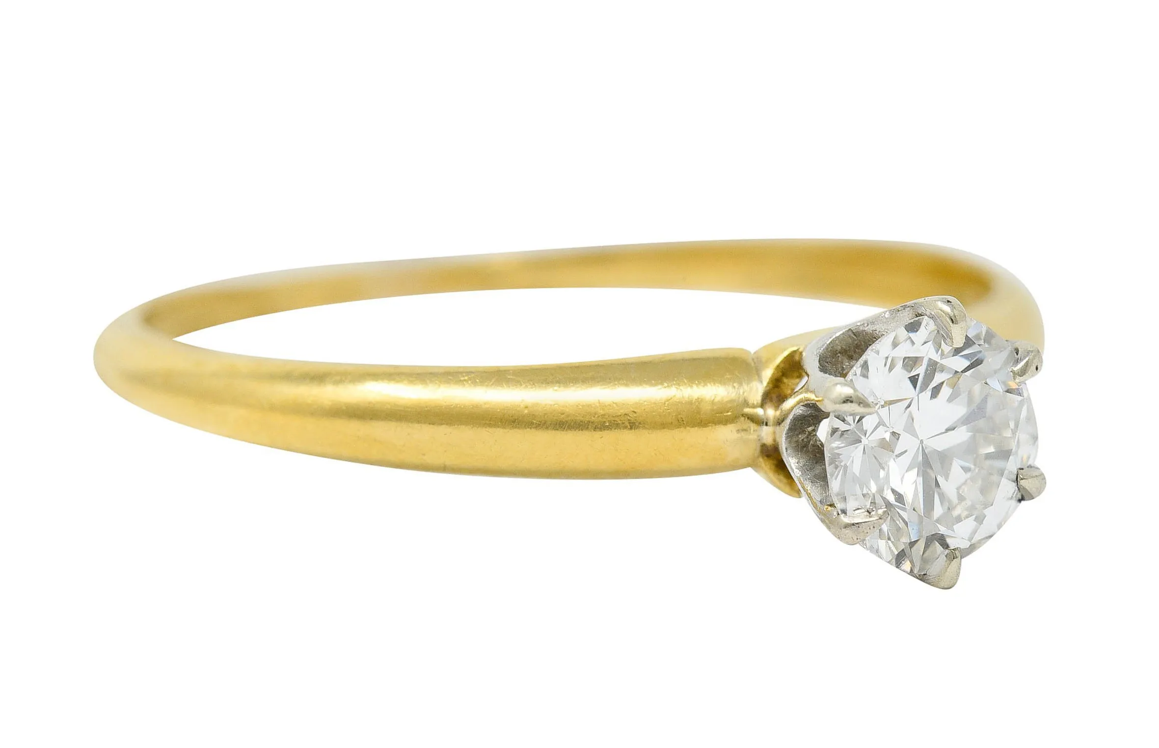 1950's Tiffany & Co. 0.50 CTW Diamond Platinum 18 Karat Gold Solitaire Engagement Ring