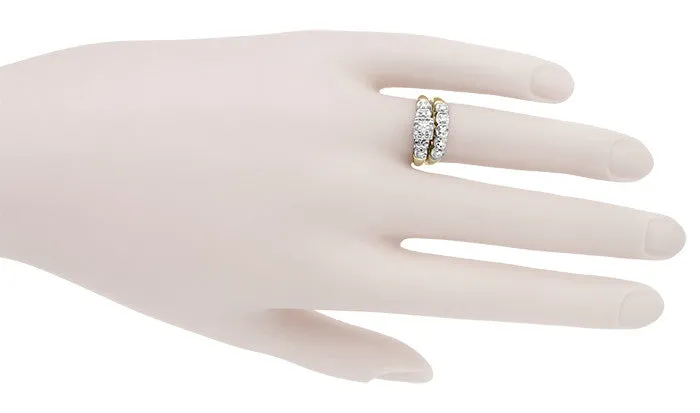 1950's Westford Two Tone Vintage Diamond Wedding Ring and Engagement Ring Set  in 10K Yellow and White Gold