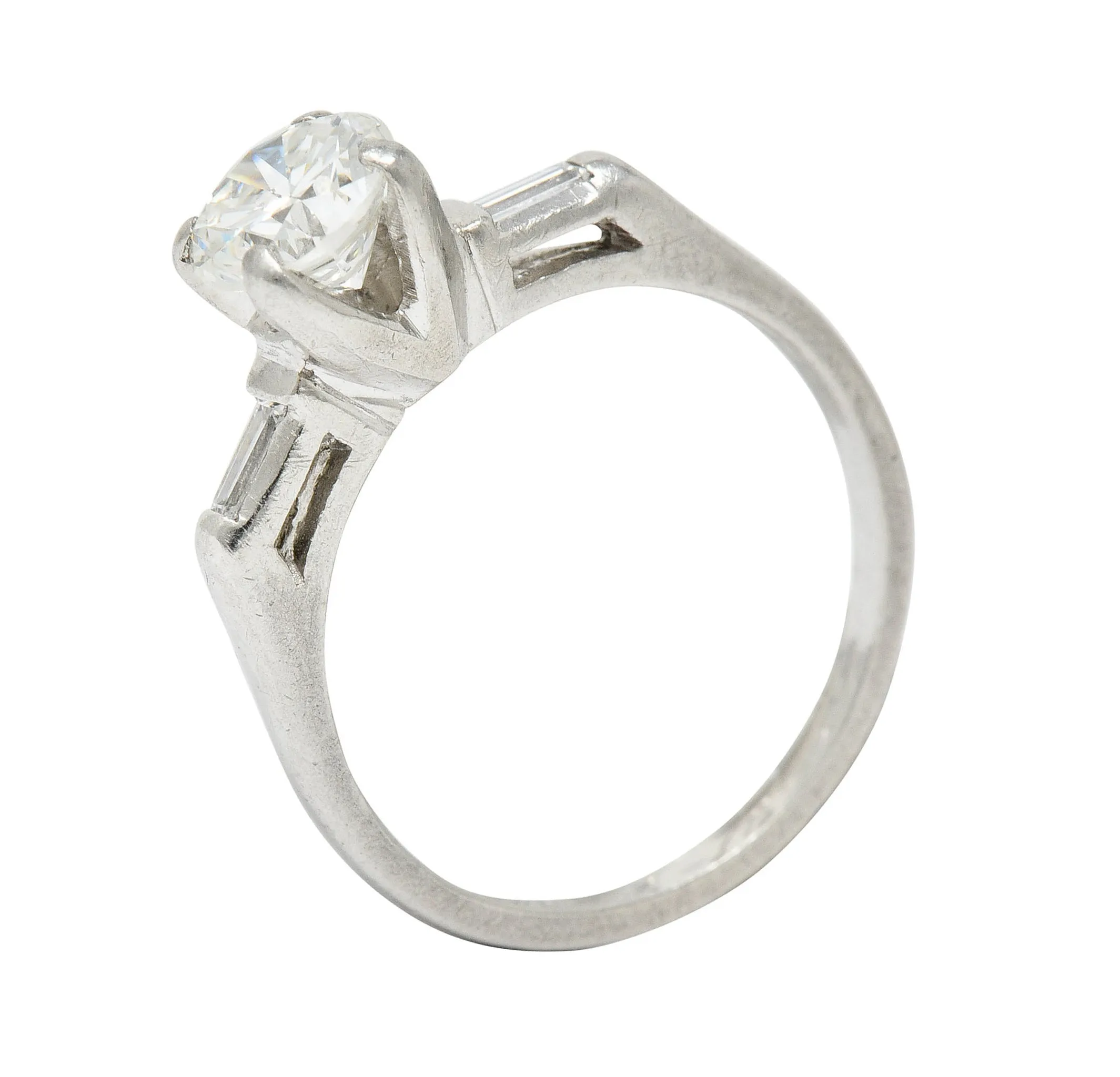1957 Mid-Century 1.10 CTW Diamond Platinum Three Stone Engagement Ring