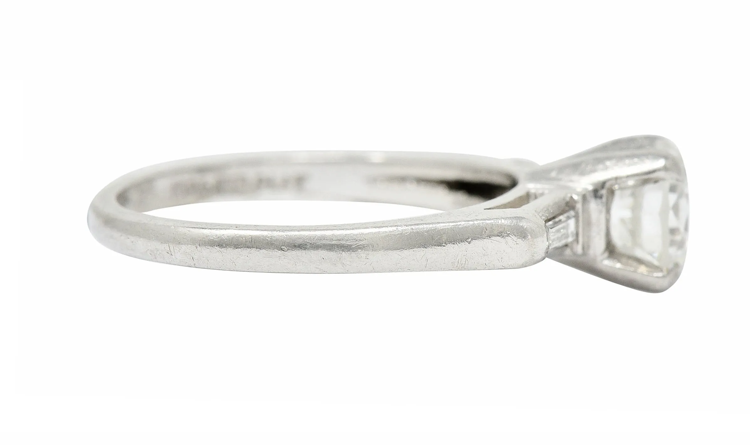 1957 Mid-Century 1.10 CTW Diamond Platinum Three Stone Engagement Ring