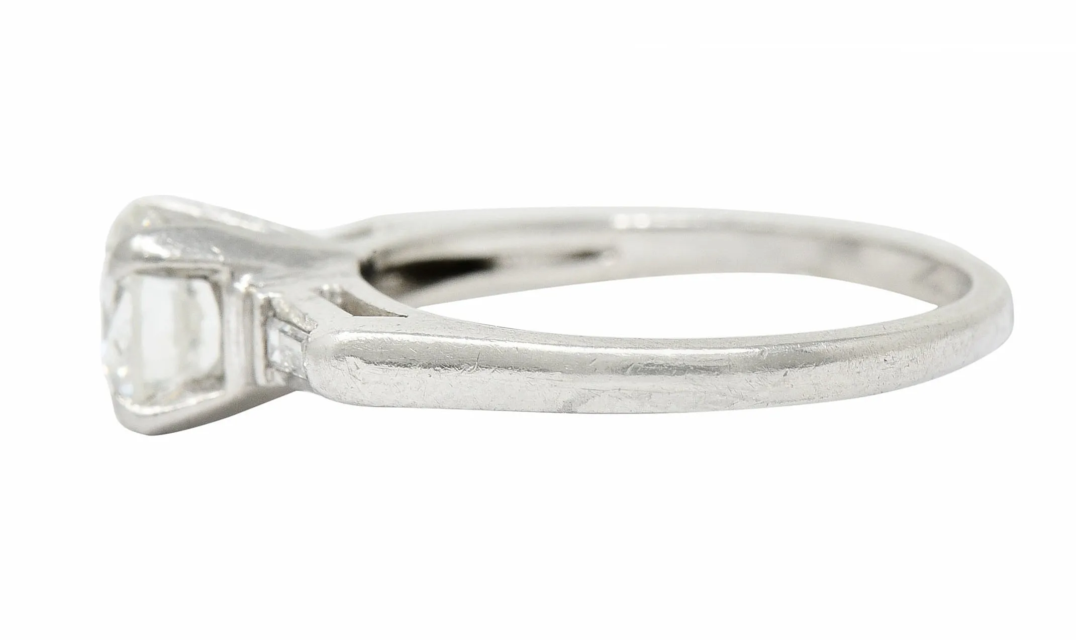 1957 Mid-Century 1.10 CTW Diamond Platinum Three Stone Engagement Ring