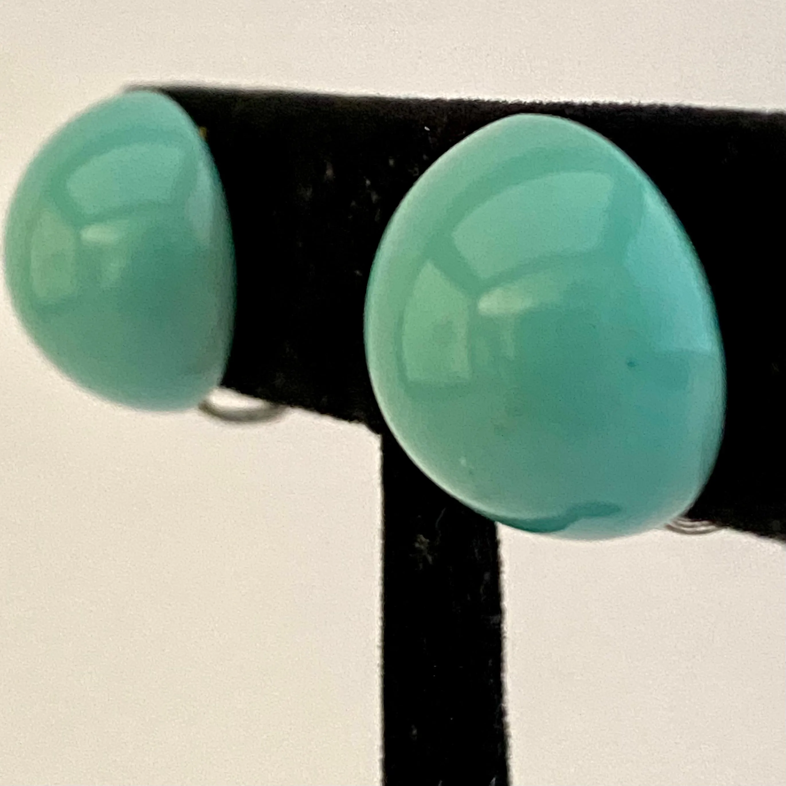 1960s Aqua Dome Clip Earrings