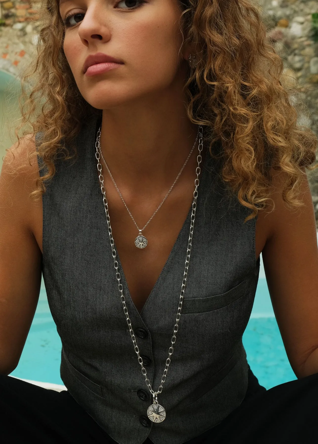 2018-1097 Shine bright Necklace Long Silver*