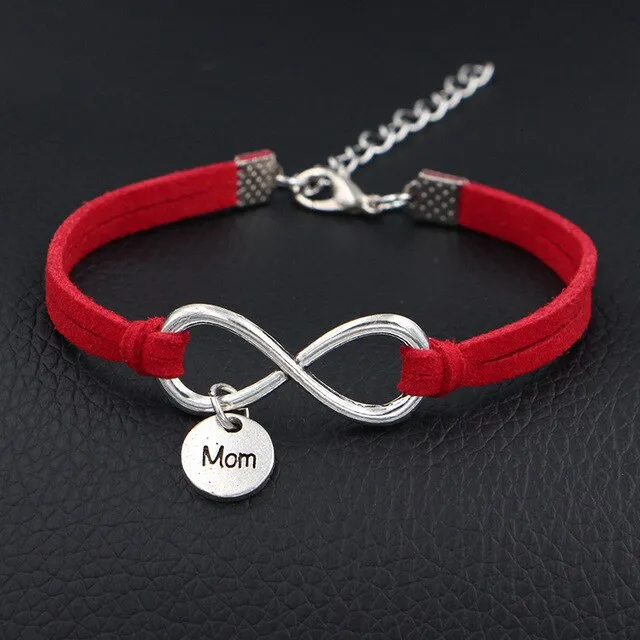 2019 New Women Fashion Jewelry I Love My Mom Mother Charms Bracelet Antique Silver Infinity Love Leather Bracelets
