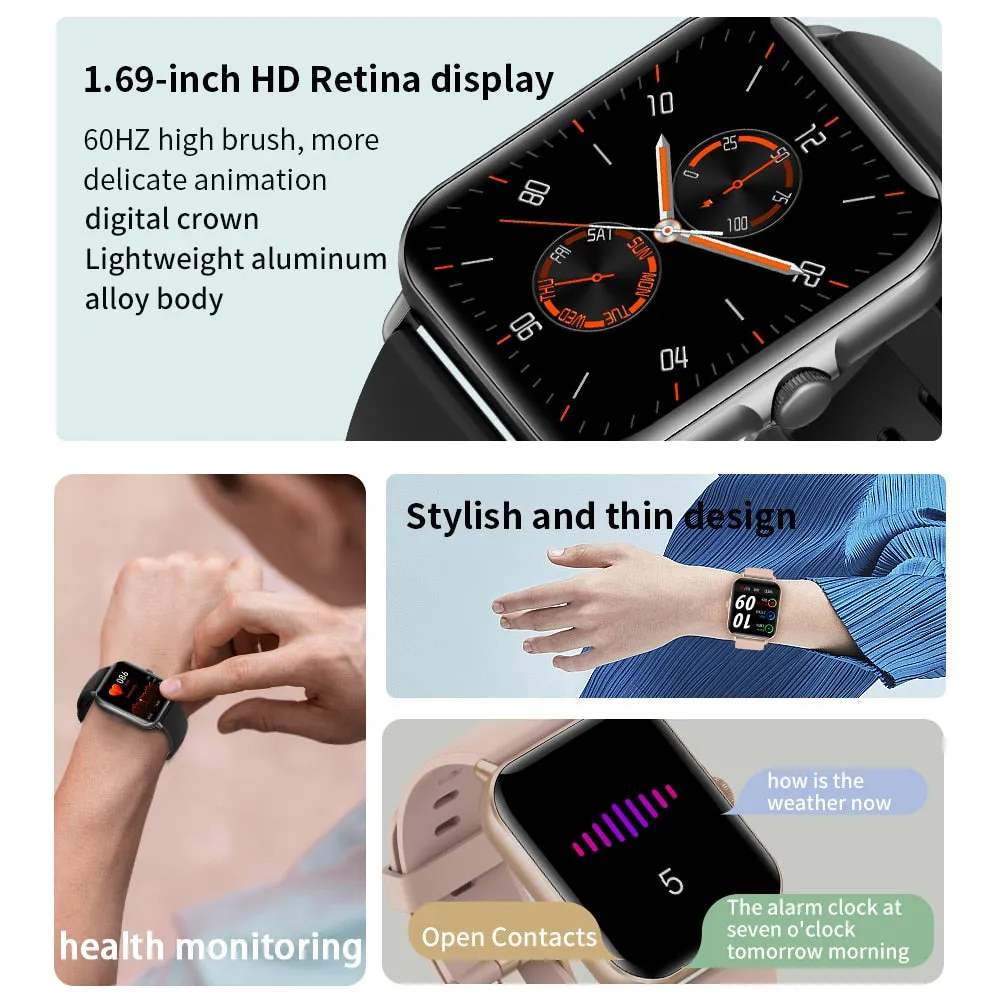 2022 New Color Screen Men Smart Watch Full Touch Bluetooth Call Fitness Tracker Blood Pressure Smart Clock Ladies SmartWatch Box