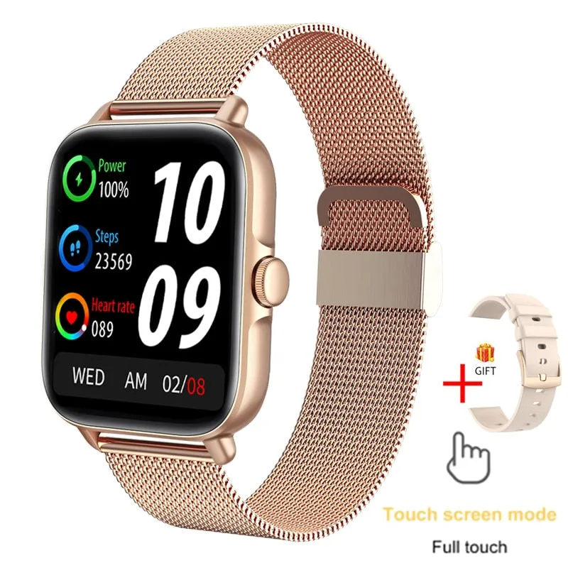 2022 New Color Screen Men Smart Watch Full Touch Bluetooth Call Fitness Tracker Blood Pressure Smart Clock Ladies SmartWatch Box