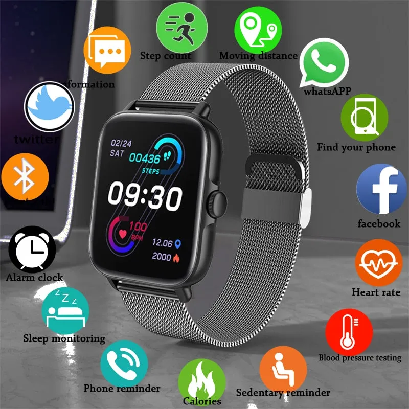 2022 New Color Screen Smart Watch Ladies Men Full Touch Fitness Tracker Blood Pressure Smart Clock Ladies Smart Watch Women Box
