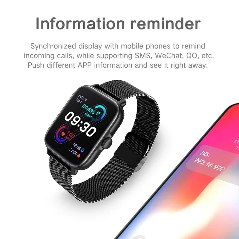 2022 New Color Screen Smart Watch Ladies Men Full Touch Fitness Tracker Blood Pressure Smart Clock Ladies Smart Watch Women Box