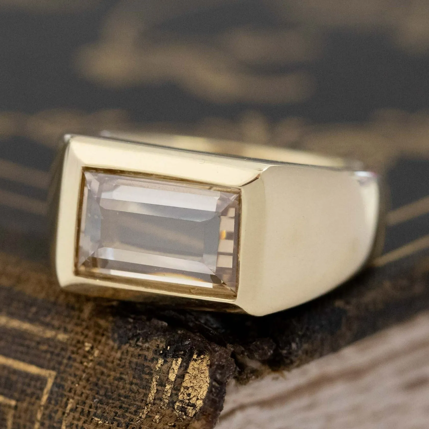 2.04ct Emerald Portrait Cut Diamond Bezel Ring