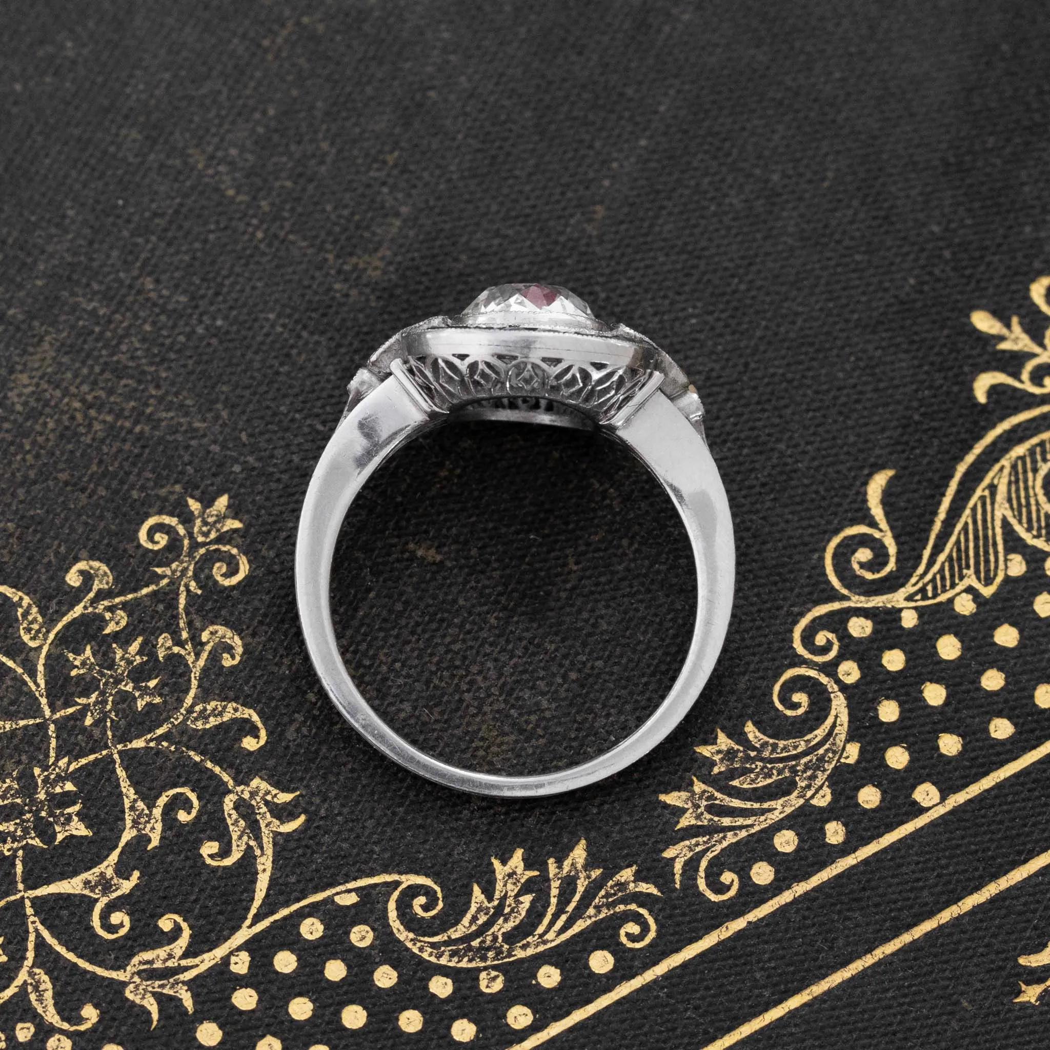 2.74ctw Old Mine Cut Diamond & Sapphire Halo Ring