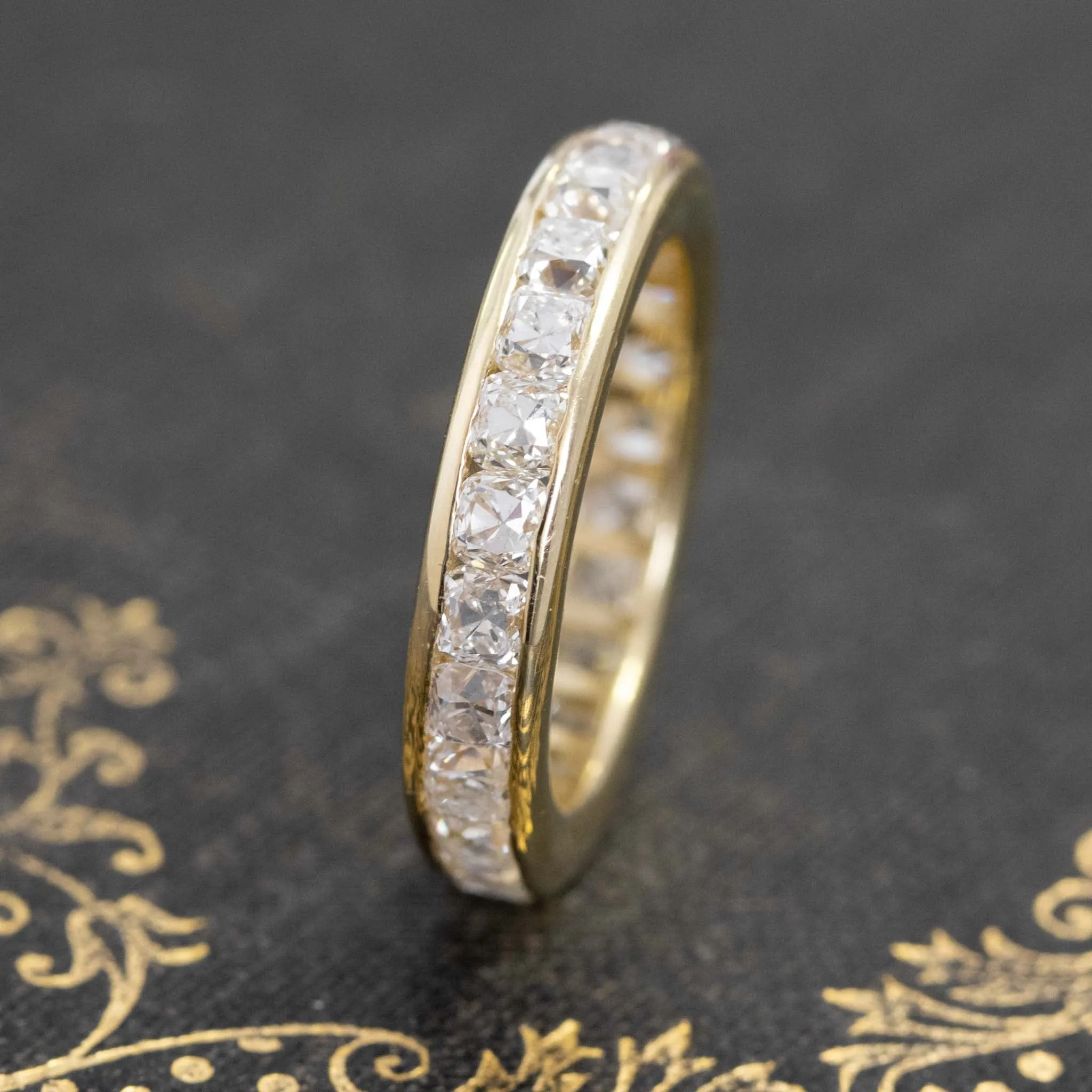 2.78ctw Old Mine Cut Diamond Channel Set Eternity Band