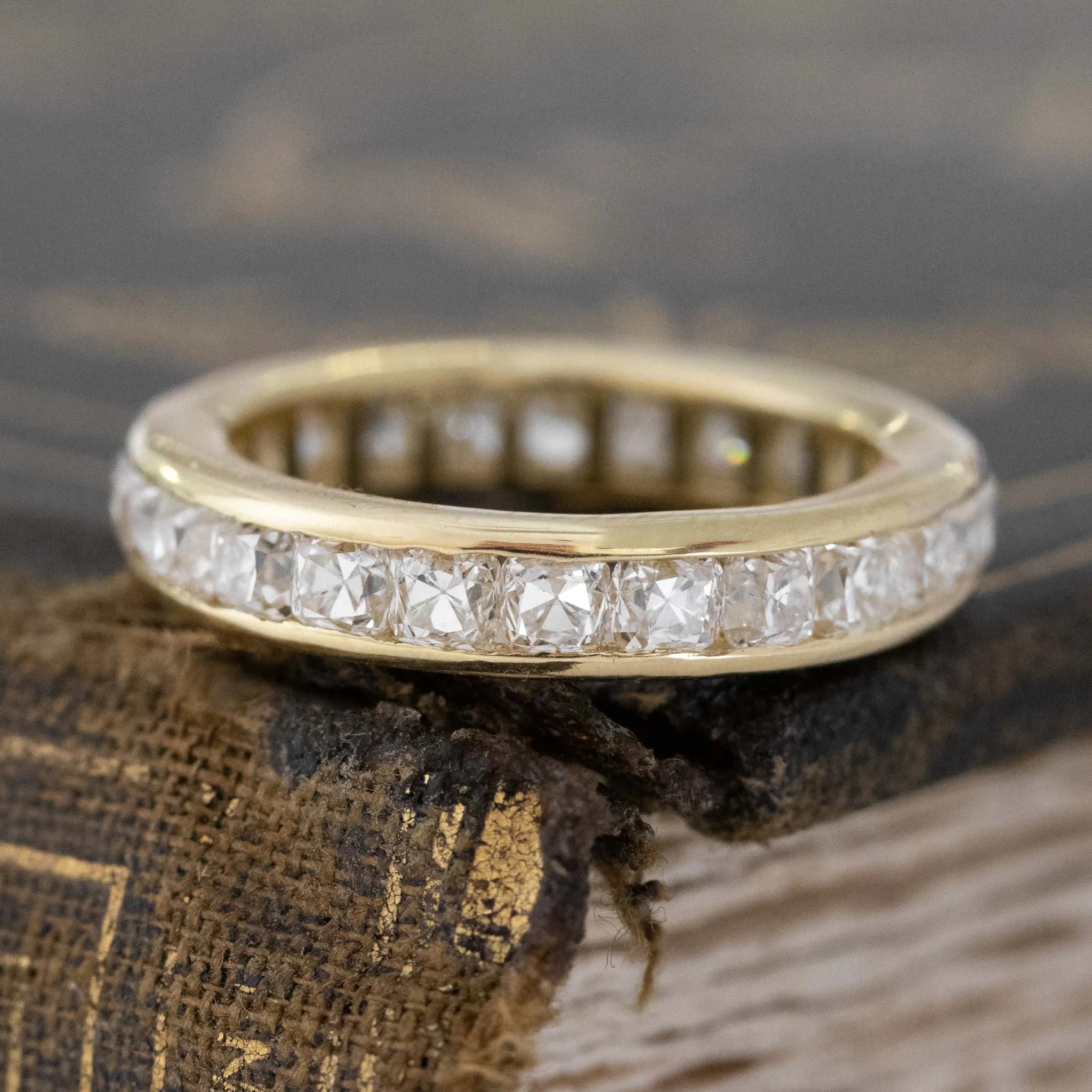 2.78ctw Old Mine Cut Diamond Channel Set Eternity Band