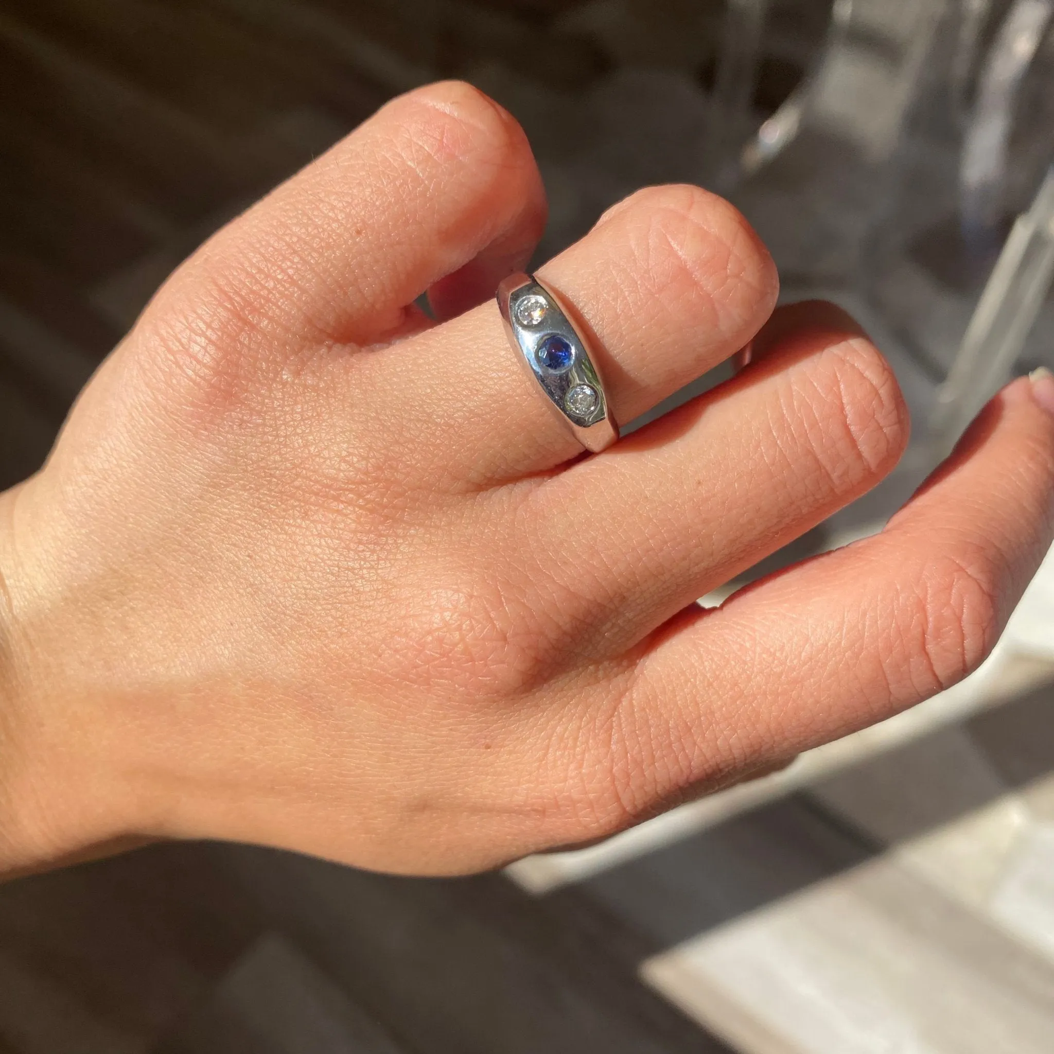 .28ctw Vintage Diamond & Sapphire Chunky Bezel Ring