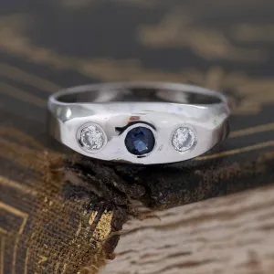 .28ctw Vintage Diamond & Sapphire Chunky Bezel Ring