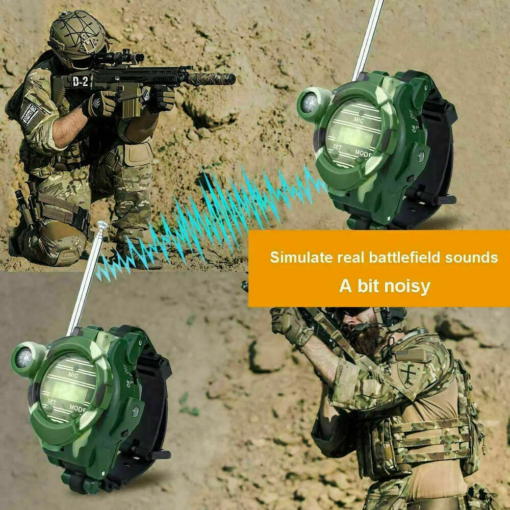 2PCS Kids Boy Toys 7-in-1 Walkie Talkie Army Watch Interphone Game