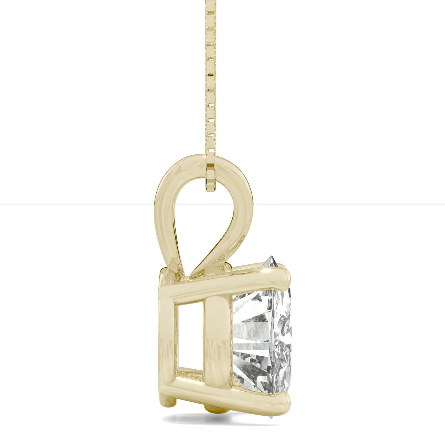 3.10 CTW DEW Round Moissanite Basket Pendant in 14K Yellow Gold
