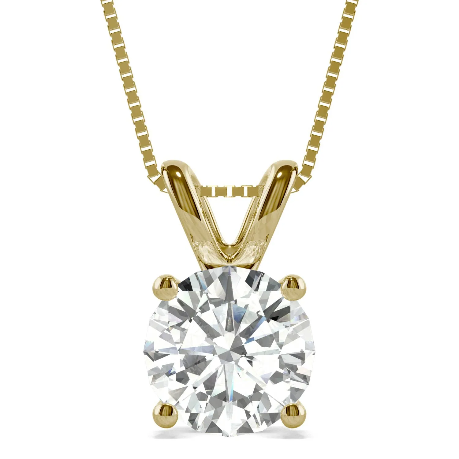 3.10 CTW DEW Round Moissanite Basket Pendant in 14K Yellow Gold