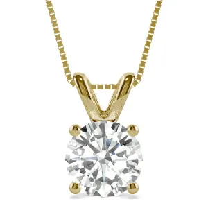 3.10 CTW DEW Round Moissanite Basket Pendant in 14K Yellow Gold