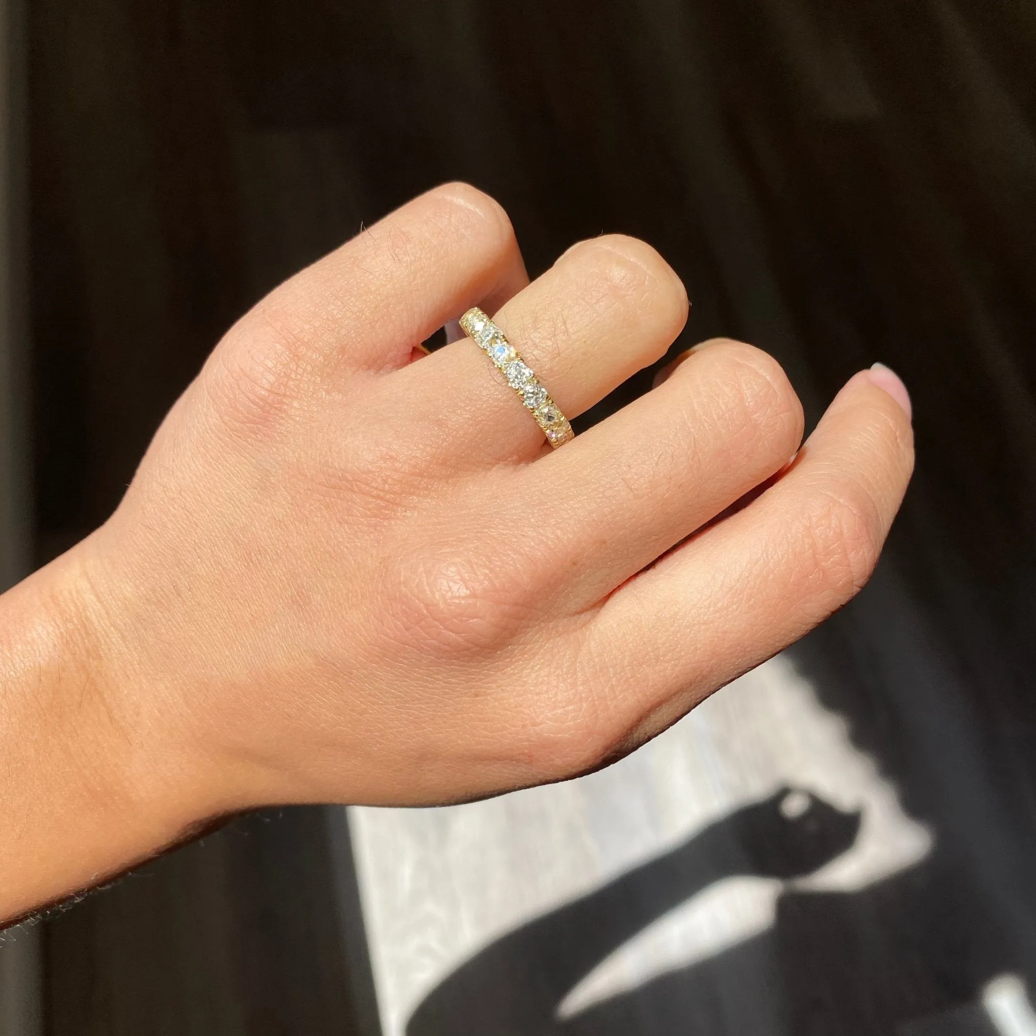 3.20ctw Old Mine Cut Diamond Eternity Band