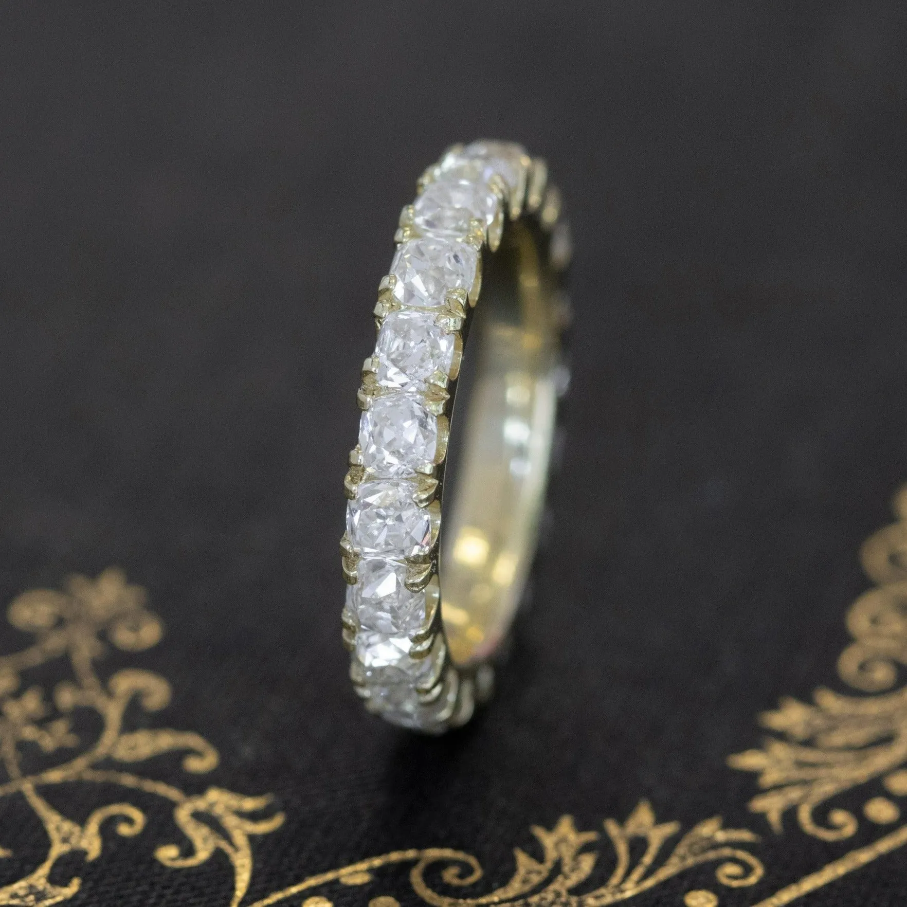 3.20ctw Old Mine Cut Diamond Eternity Band