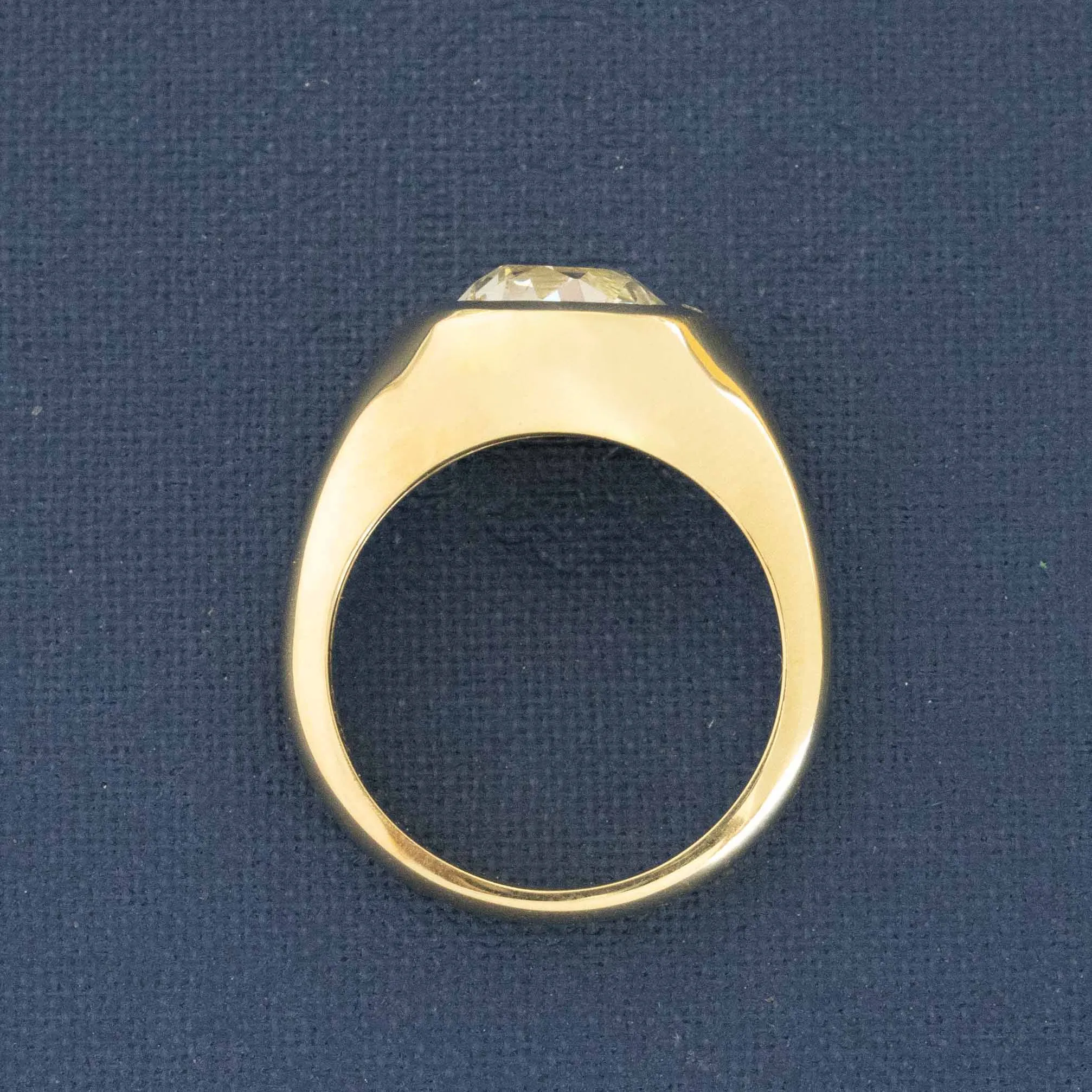 3.23ct Old Mine Cut Diamond Bezel Ring