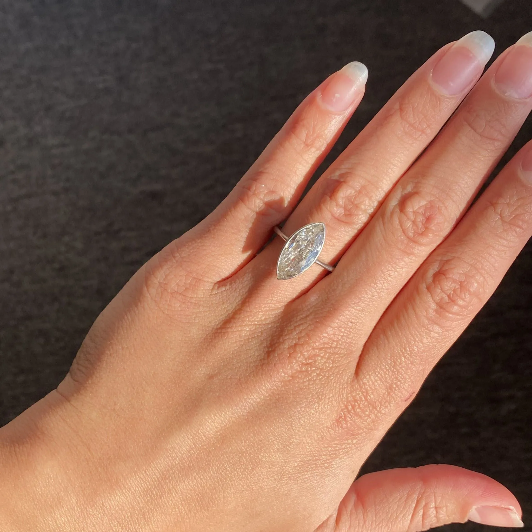 3.56ct Midcentury Marquise Cut Diamond Solitaire
