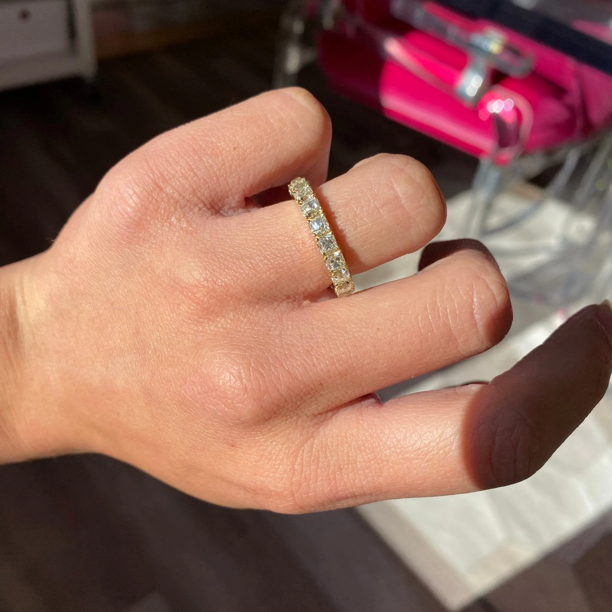 3.94ctw Old Mine Cut Diamond Eternity Band