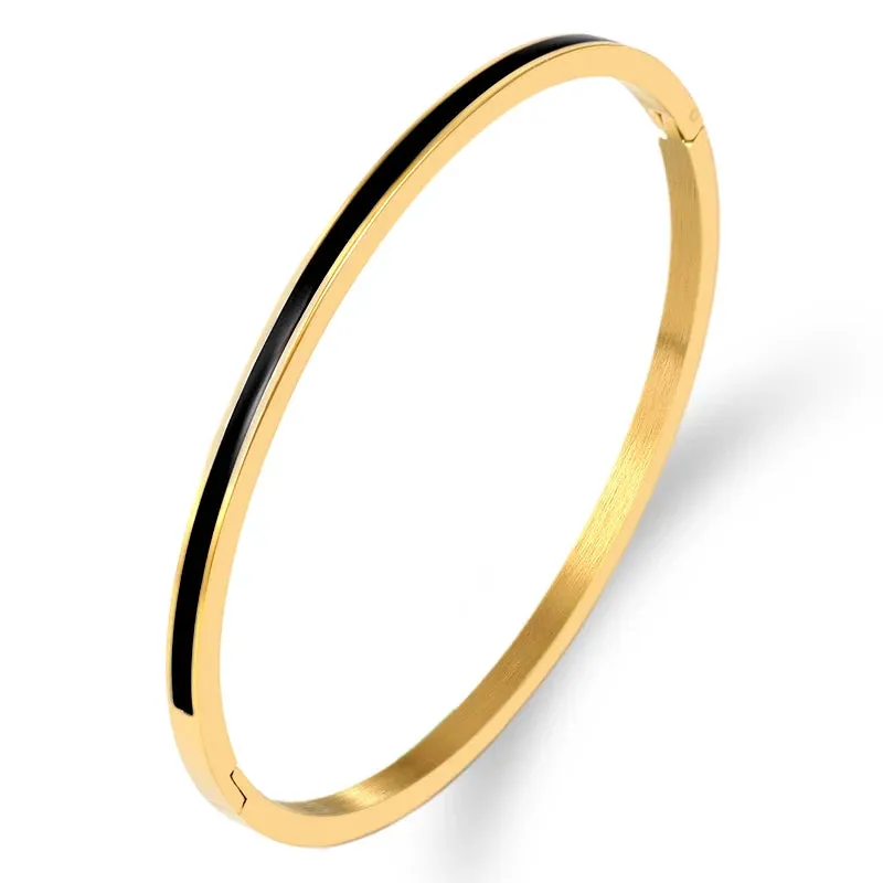 3mm Width Colorful Enamel Thin Bangles Stainless Steel Gold Color Cute Lover Bracelets for Women Trendy Jewelry