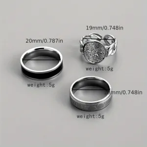 3pcs Retro Men's Rings Causal Party Gift Holiday Accessories For Men