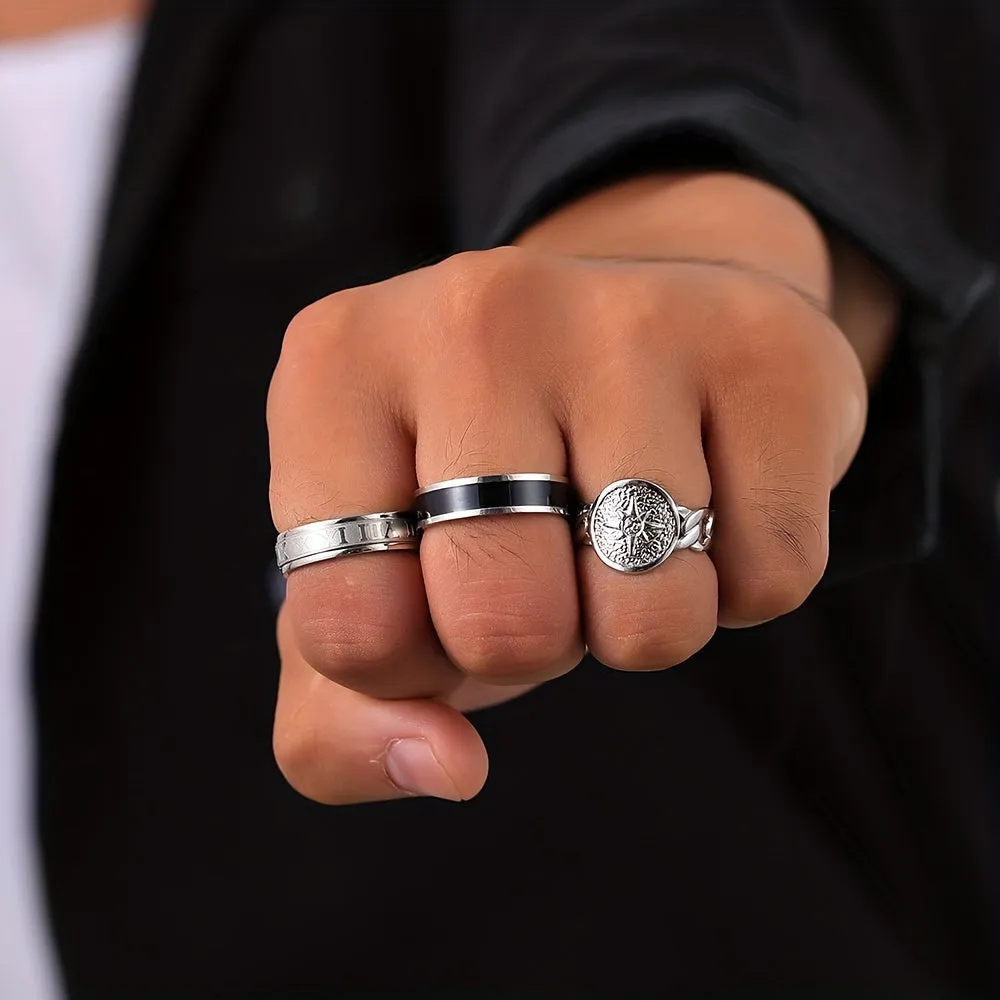 3pcs Retro Men's Rings Causal Party Gift Holiday Accessories For Men