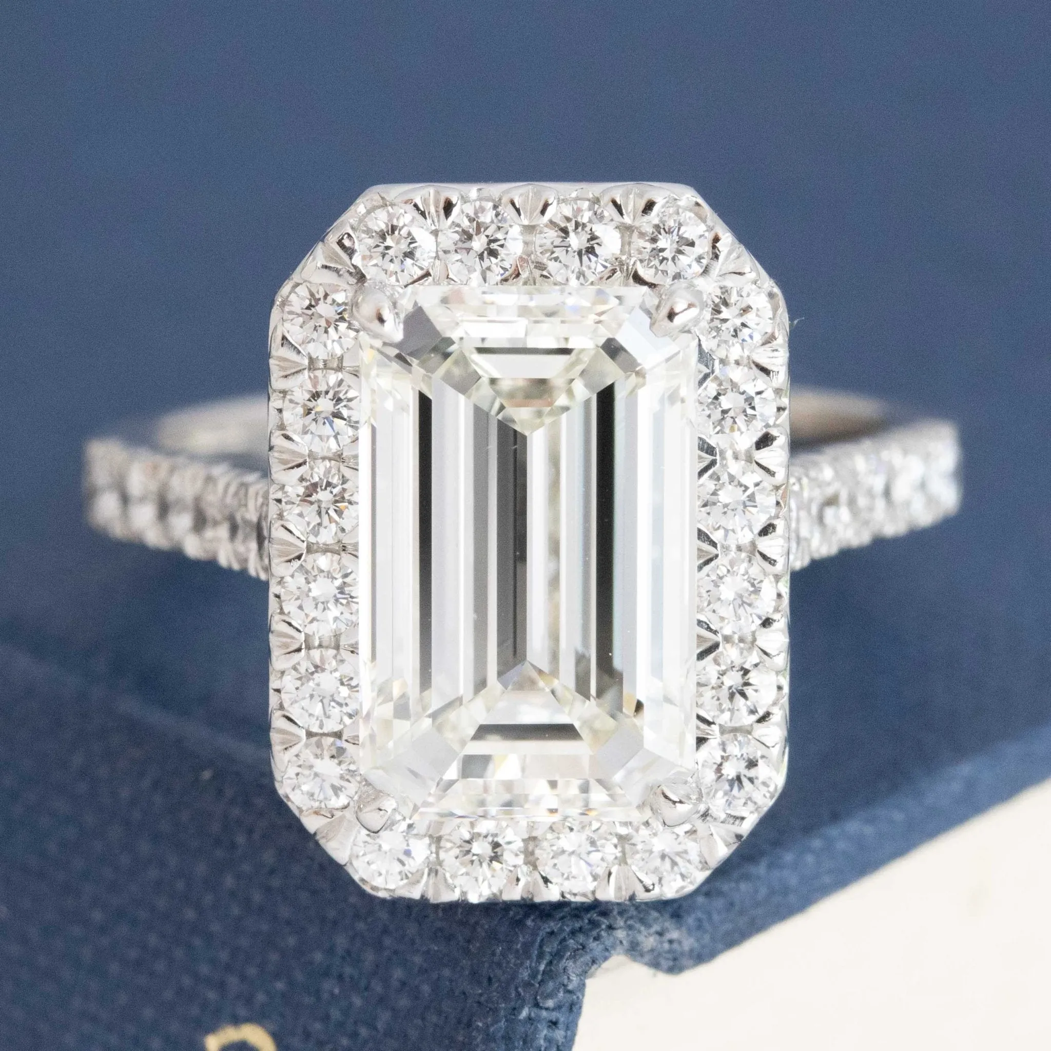 4.01ct Emerald Cut Diamond Halo Ring