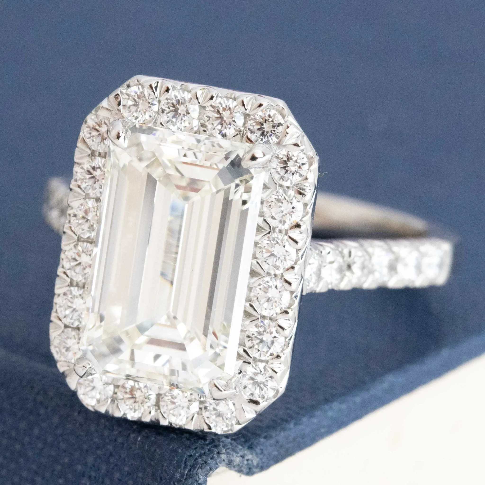 4.01ct Emerald Cut Diamond Halo Ring