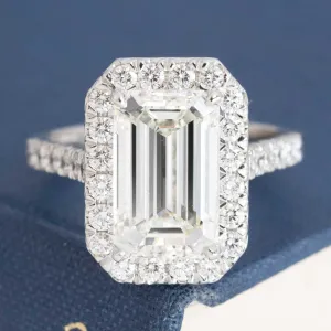 4.01ct Emerald Cut Diamond Halo Ring