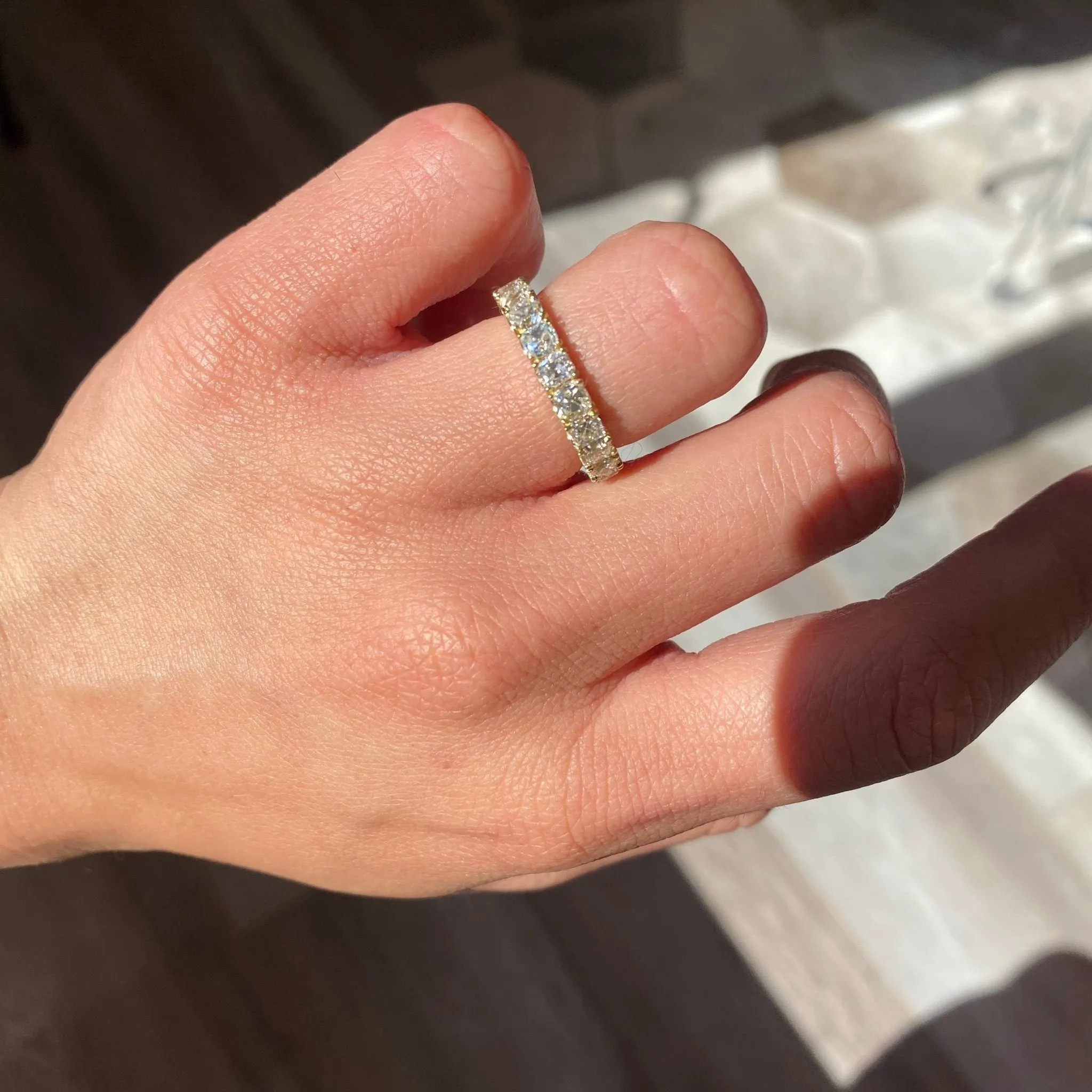 4.12ctw Old Mine Cut Diamond Eternity Band