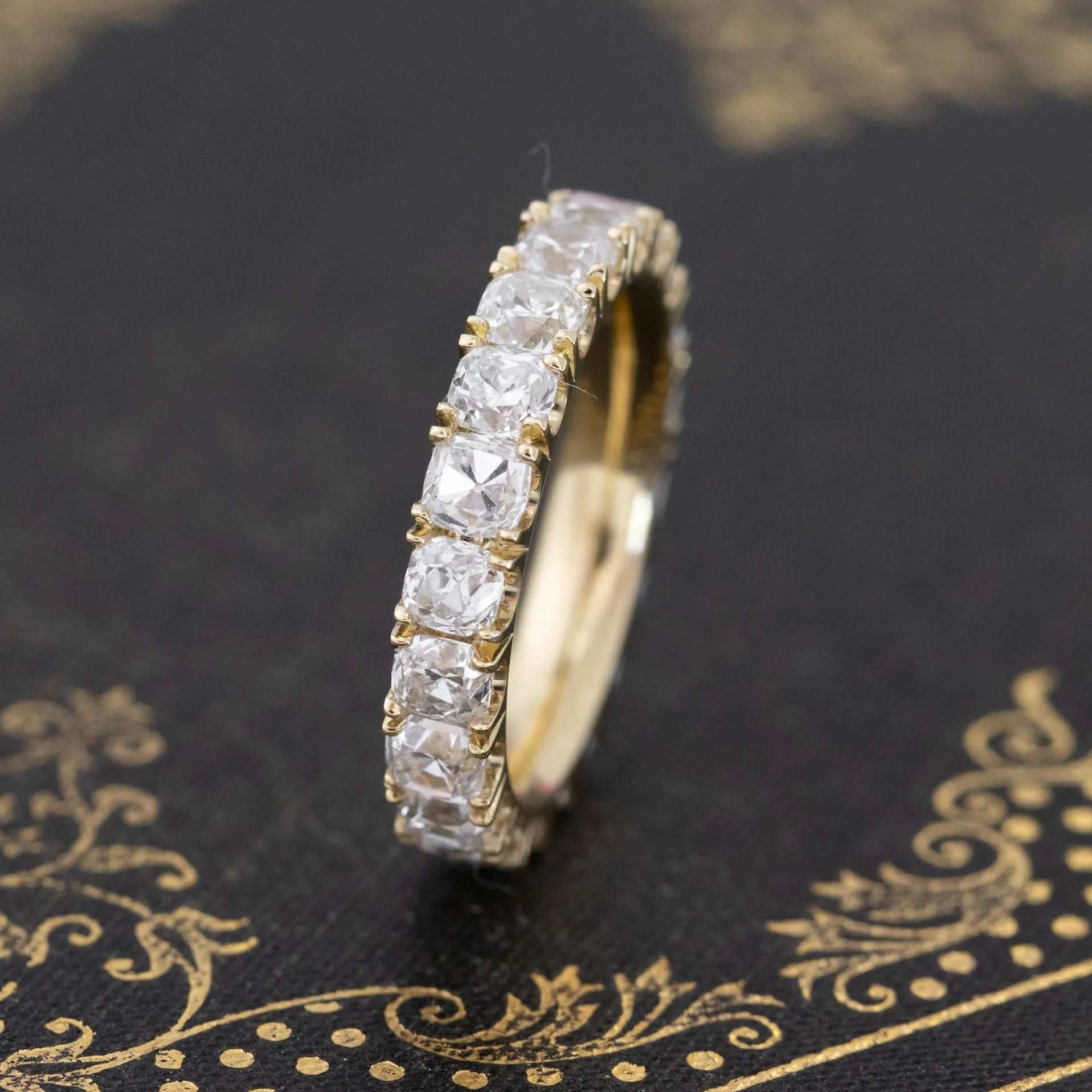 4.12ctw Old Mine Cut Diamond Eternity Band
