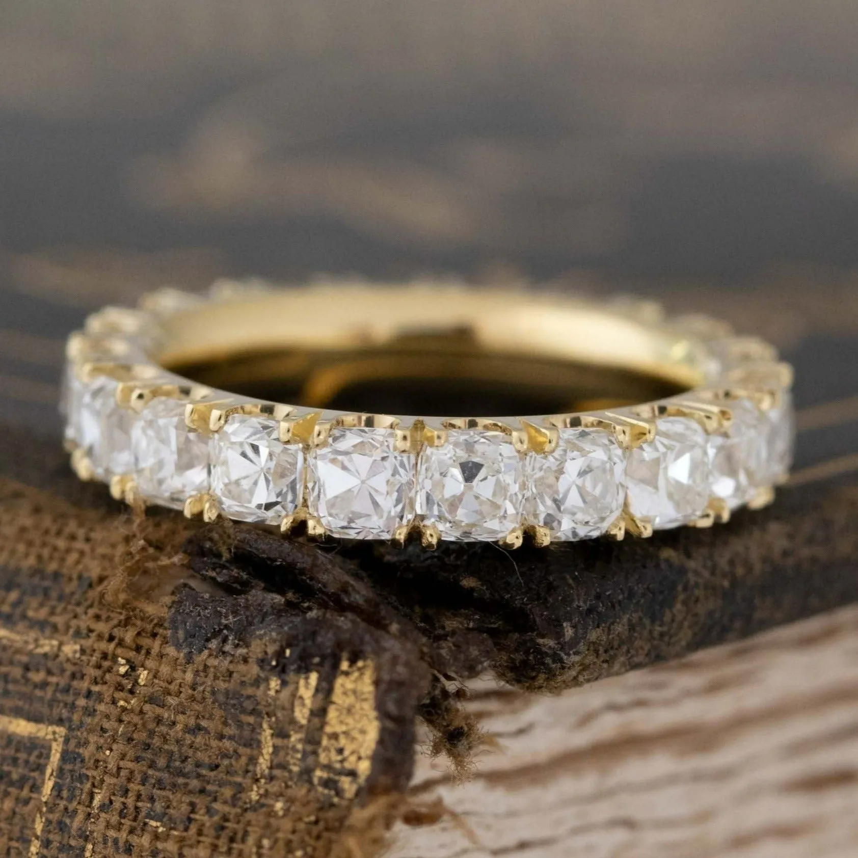 4.12ctw Old Mine Cut Diamond Eternity Band